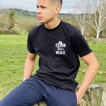Male model wearing Dwilts sports top - Dean Wiltshire designer.